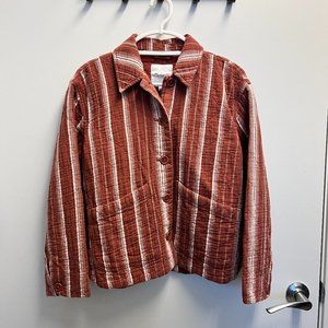 Madewell Quilted Lightspun Shirt Jacket | Rust Jacquard Stripe | Small